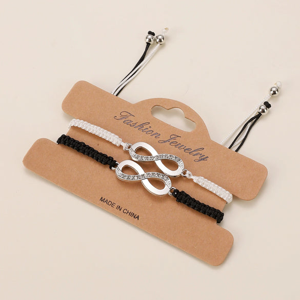 Alloy Handmade Lucky Infinite Eightcharacter Couple Bracelet With Letters Numbers Text Pattern