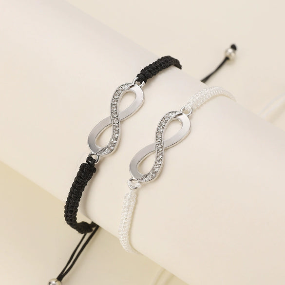 Alloy Handmade Lucky Infinite Eightcharacter Couple Bracelet With Letters Numbers Text Pattern