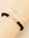 Alloy Handmade Lucky Infinite Eightcharacter Couple Bracelet With Letters Numbers Text Pattern