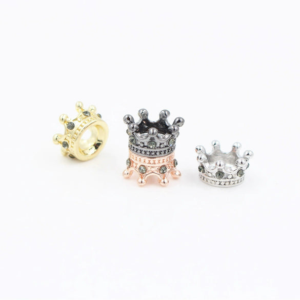 Alloy Handmade Microinlaid Zircon Crown Bead Jewelry Accessories Electroplated Bracelet Necklace Loose Bead