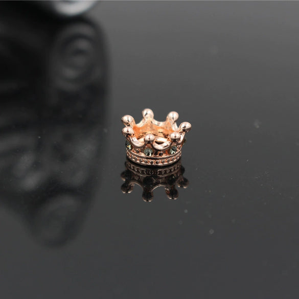 Alloy Handmade Microinlaid Zircon Crown Bead Jewelry Accessories Electroplated Bracelet Necklace Loose Bead