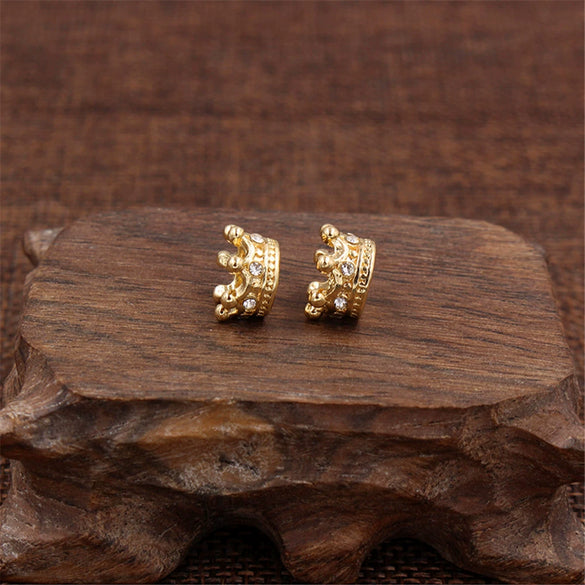 Alloy Handmade Microinlaid Zircon Crown Bead Jewelry Accessories Electroplated Bracelet Necklace Loose Bead