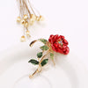 Alloy Handmade Painted Flower Patterned Electroplated Rose Brooch Clothing Accessories