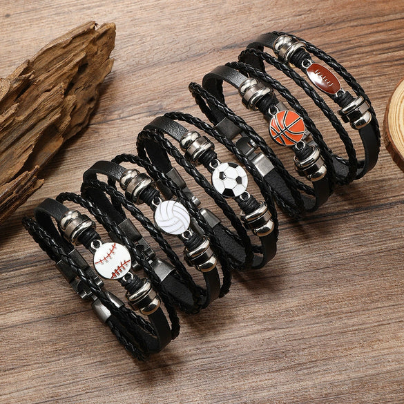 Alloy Handmade Retro Multilayer Woven Beaded Leather Bracelet For Men And Unisex