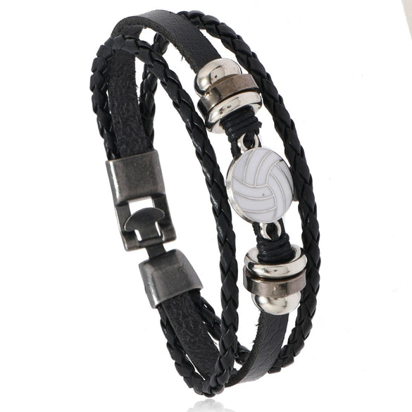 Alloy Handmade Retro Multilayer Woven Beaded Leather Bracelet For Men And Unisex
