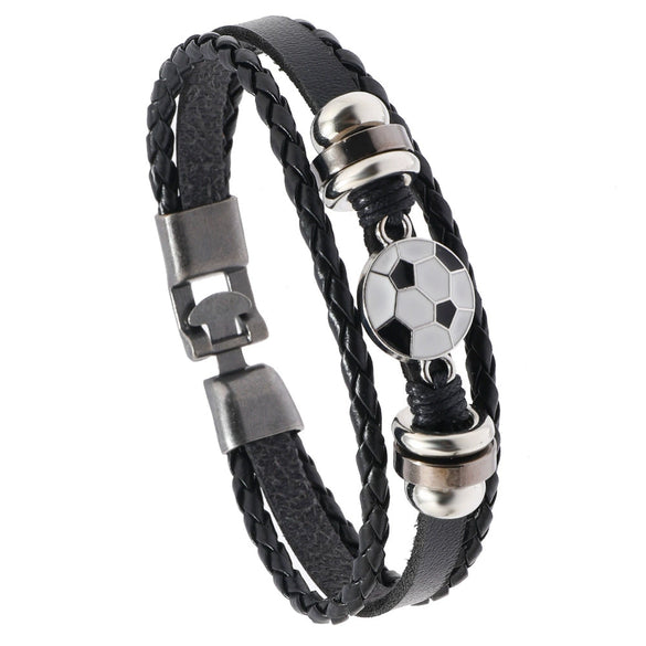 Alloy Handmade Retro Multilayer Woven Beaded Leather Bracelet For Men And Unisex