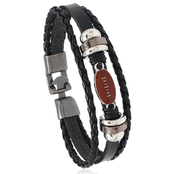 Alloy Handmade Retro Multilayer Woven Beaded Leather Bracelet For Men And Unisex