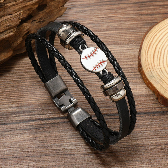 Alloy Handmade Retro Multilayer Woven Beaded Leather Bracelet For Men And Unisex