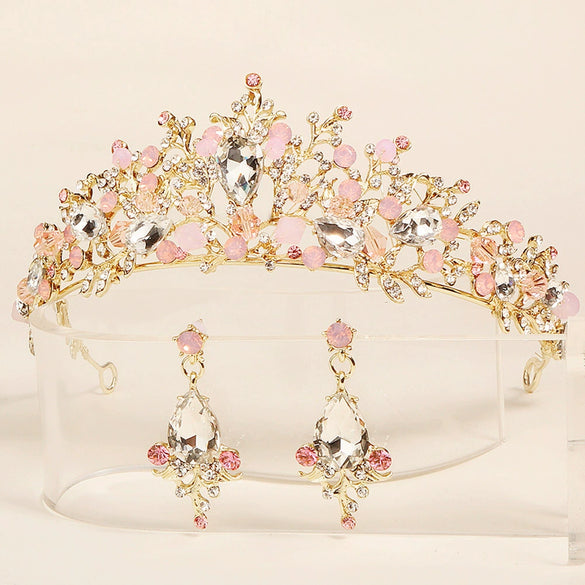 Alloy Handmade Women's Flowerpatterned Bridal Crown Headband Earrings Set
