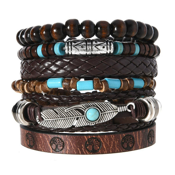 Alloy Handwoven Geometric Vintage Heartshaped Men's And Women's Bracelet With Peacock Feather Pattern