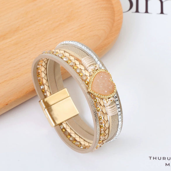 Alloy Handwoven Heart Shape Electroplated Bracelets For Women