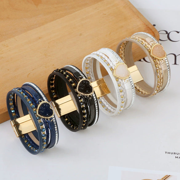 Alloy Handwoven Heart Shape Electroplated Bracelets For Women