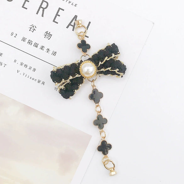 Alloy Handwoven Pearl Bow Fourleaf Clover Jewelry Accessories Bracelet