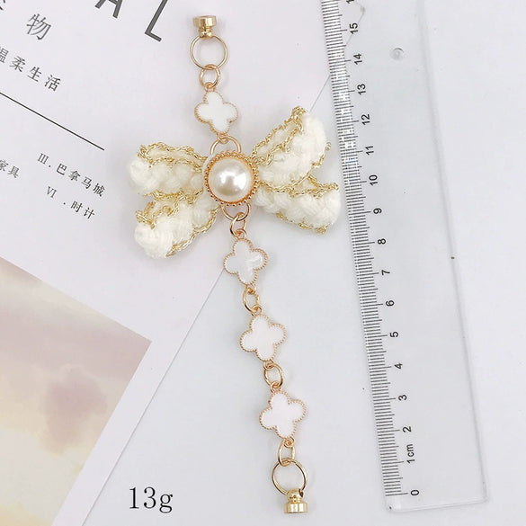 Alloy Handwoven Pearl Bow Fourleaf Clover Jewelry Accessories Bracelet