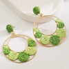 Alloy Handwoven Raffia Flower Earrings For Women Bohemian Style
