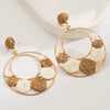 Alloy Handwoven Raffia Flower Earrings For Women Bohemian Style
