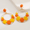 Alloy Handwoven Raffia Flower Earrings For Women Bohemian Style