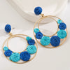 Alloy Handwoven Raffia Flower Earrings For Women Bohemian Style