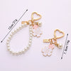 Alloy Heart Buckle Pearl Chain Mobile Phone Pendant With Dripping Oil Flower Design Also For Bag And Keychain
