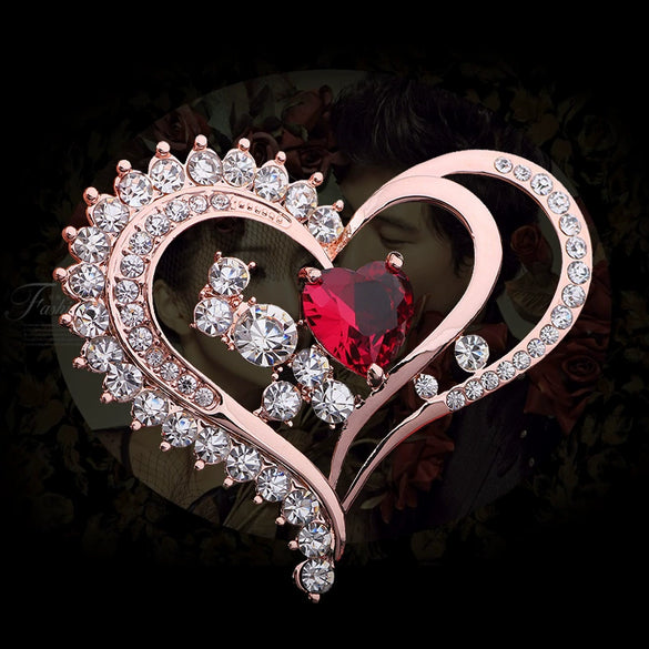 Alloy Heart Crystal Women's Fashion Brooch Jewelry