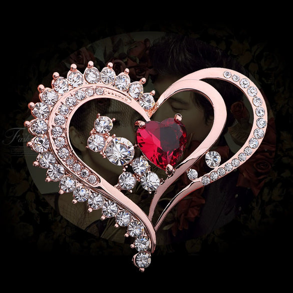 Alloy Heart Crystal Women's Fashion Brooch Jewelry