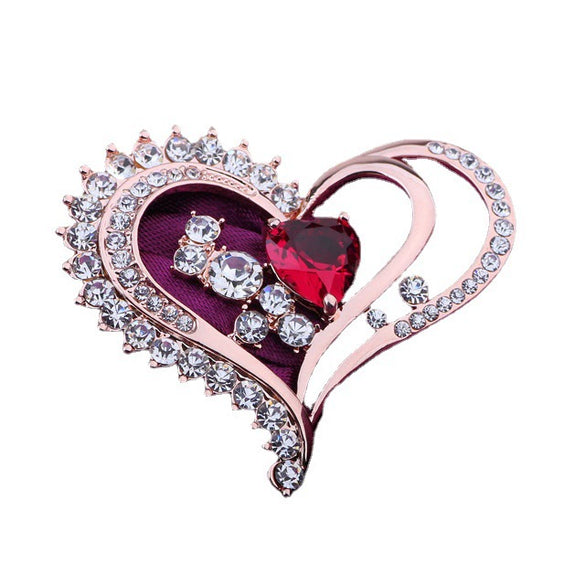 Alloy Heart Crystal Women's Fashion Brooch Jewelry