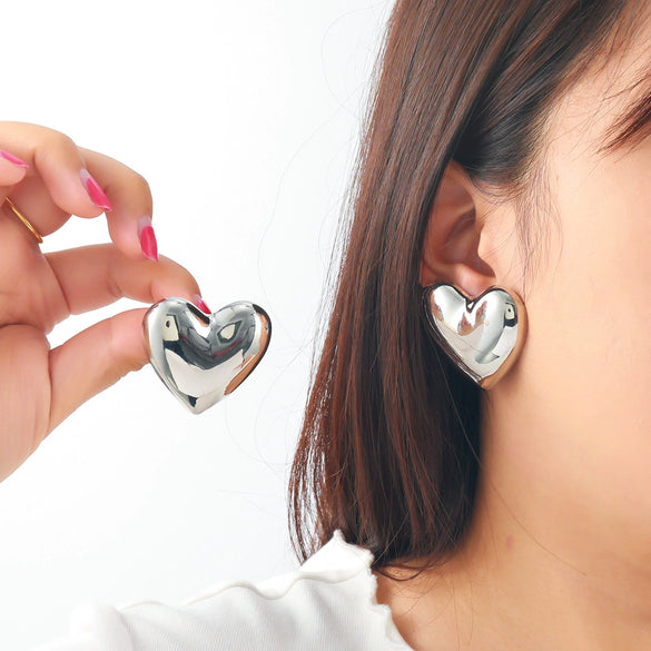 Alloy Heart Earrings For Women Electroplated Minimalist Design