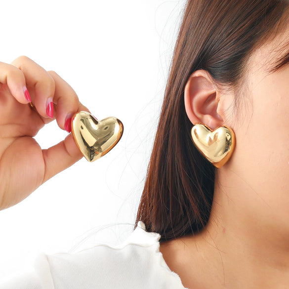 Alloy Heart Earrings For Women Electroplated Minimalist Design