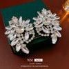 Alloy Heart Geometric Diamond Stud Earrings For Women Light Luxury Minimalist Exaggerated Highend Niche