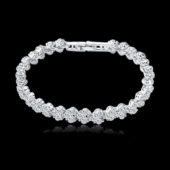 Alloy Heart Geometric Diamond Zircon Bracelet Silver Plated