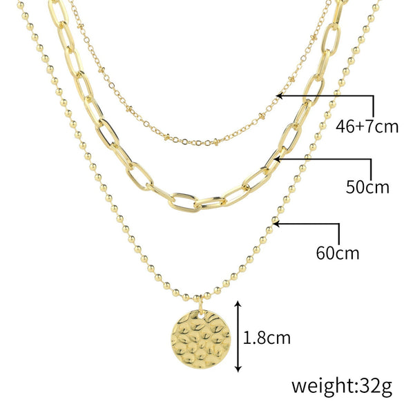 Alloy Heart Geometric Multilayer Female Hiphop Niche Design Sense Electroplated Necklace