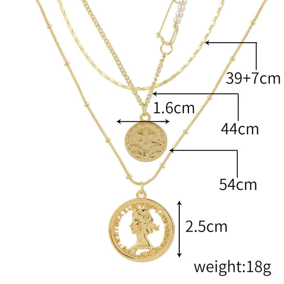 Alloy Heart Geometric Multilayer Female Hiphop Niche Design Sense Electroplated Necklace