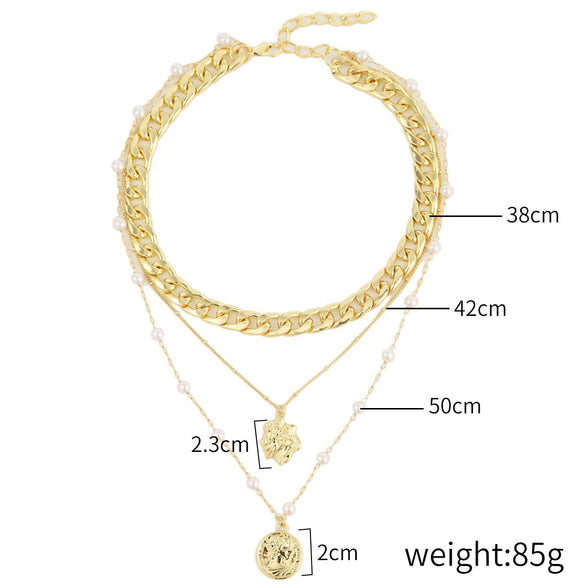 Alloy Heart Geometric Multilayer Female Hiphop Niche Design Sense Electroplated Necklace