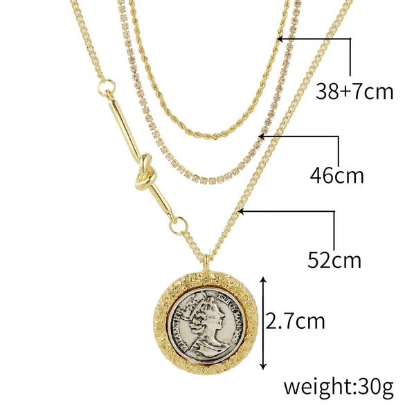 Alloy Heart Geometric Multilayer Female Hiphop Niche Design Sense Electroplated Necklace