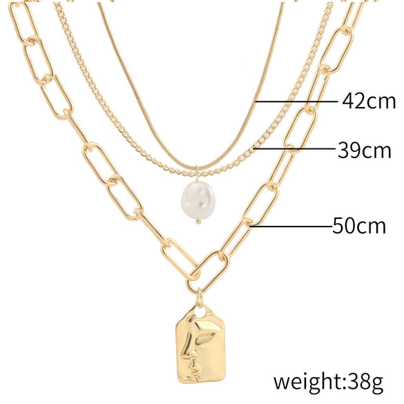 Alloy Heart Geometric Multilayer Female Hiphop Niche Design Sense Electroplated Necklace