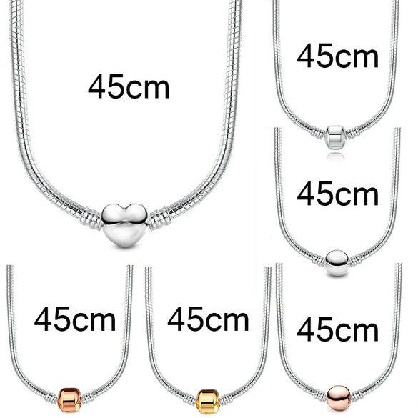 Alloy Heart Geometric Style Snake Bone Chain Necklace With Electroplating