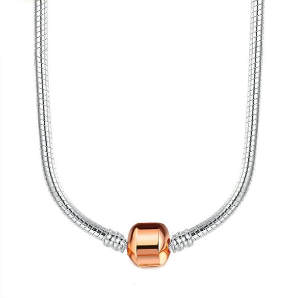 Alloy Heart Geometric Style Snake Bone Chain Necklace With Electroplating