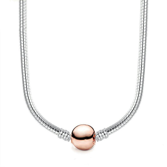 Alloy Heart Geometric Style Snake Bone Chain Necklace With Electroplating