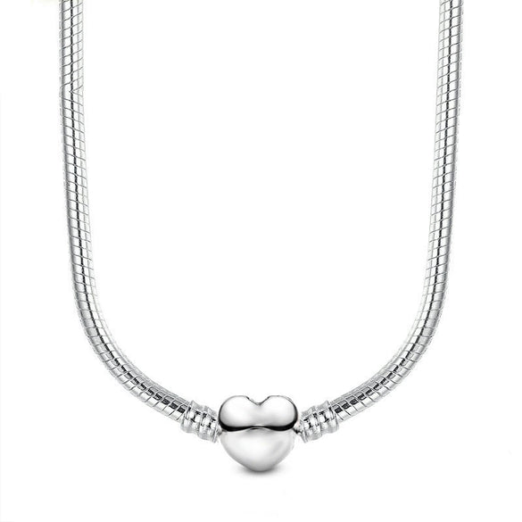 Alloy Heart Geometric Style Snake Bone Chain Necklace With Electroplating