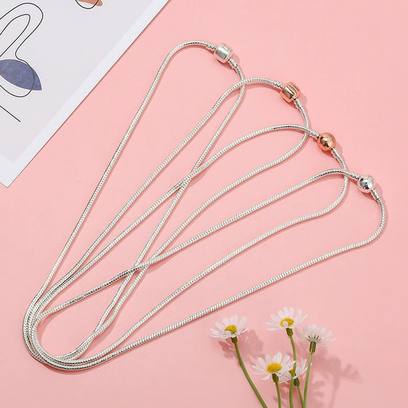 Alloy Heart Geometric Style Snake Bone Chain Necklace With Electroplating