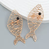Alloy Heart Hollow Tropical Fish Diamond Earrings For Women