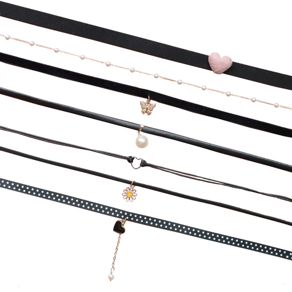 Alloy Heart Pattern Electroplated Necklace Choker Collar Neck Band With Pearl Pendant For Women