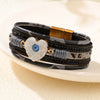 Alloy Heart Pattern Microinlay Unisex Magnetic Bracelet With Rhinestones And Pu Artificial Leather