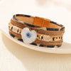 Alloy Heart Pattern Microinlay Unisex Magnetic Bracelet With Rhinestones And Pu Artificial Leather