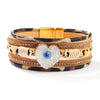 Alloy Heart Pattern Microinlay Unisex Magnetic Bracelet With Rhinestones And Pu Artificial Leather