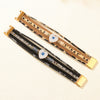 Alloy Heart Pattern Microinlay Unisex Magnetic Bracelet With Rhinestones And Pu Artificial Leather