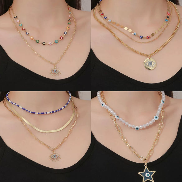 Alloy Heart Pattern Pendant Multilayer Necklace With Electroplating For Women