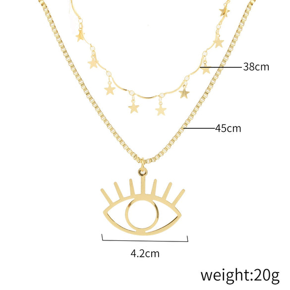 Alloy Heart Pattern Pendant Multilayer Necklace With Electroplating For Women