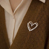 Alloy Heart Pearl Brooch With Flower Pattern And Electroplating For Women