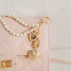 Alloy Heart Pearl Luggage Charm Pendant With Love Drop And Bell Patterns Electroplated